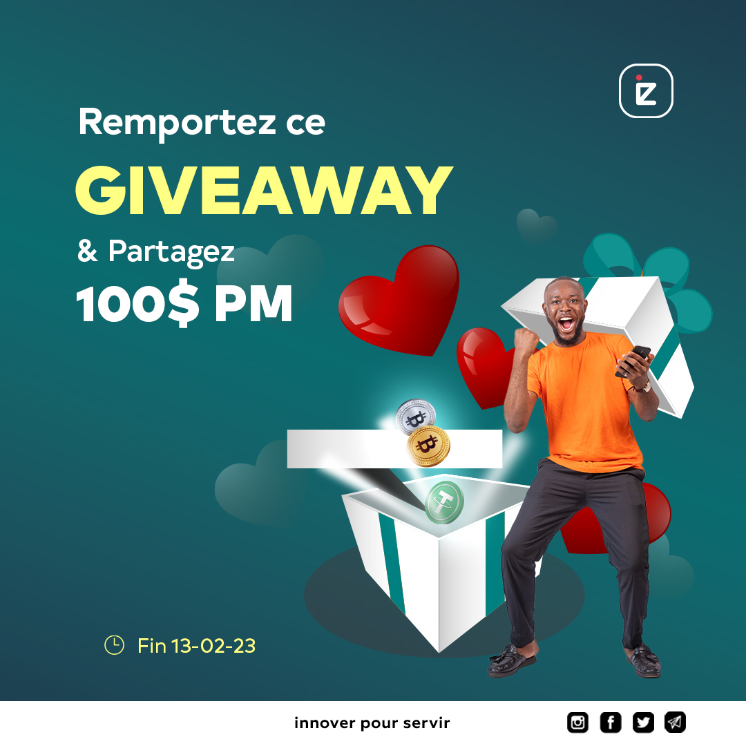 IZIchange's tweet photo. 💰♥️Remporte ce Giveaway et agrémente la St Valentin !

 🎁Récompense Totale: 100$ PM 

Pour participer:
1️⃣ Suis @izichange 
2️⃣ Like❤️, Retwitte🔁 et tague 3 amis 
3️⃣ Intègre https://t.co/xPcBRzbkgr

⛔Confirmer sa participation ici https://t.co/FKQ9X15ism

⏰13/02/2023 https://t.co/g7xWn86XD6