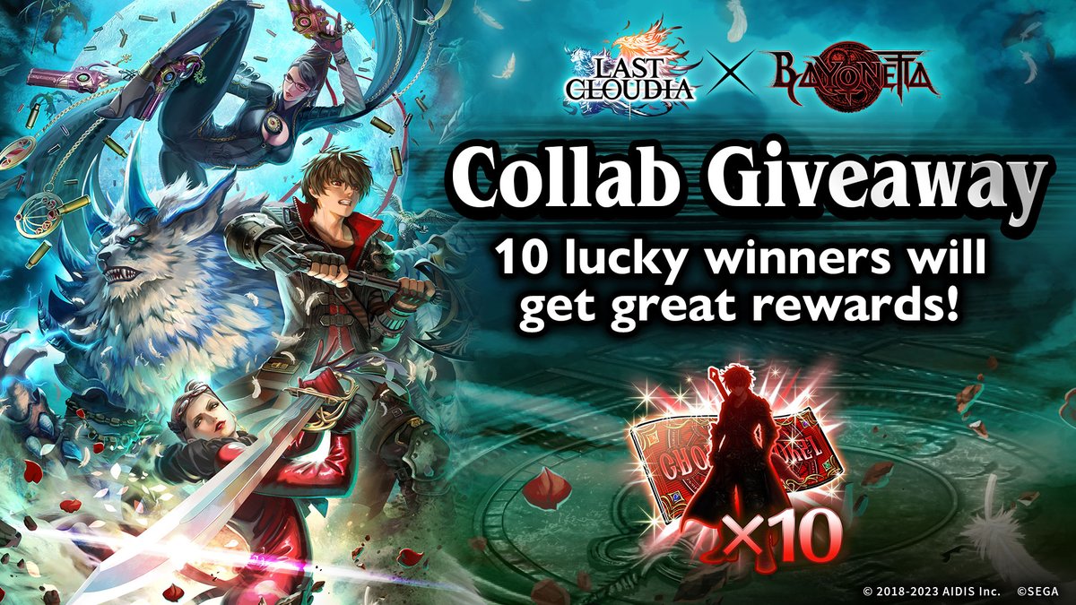 lastcloudiaen's tweet photo. Bayonetta Collab Giveaway!✨

Take part and clear out special missions for a chance to win a Unit 10x Ticket. The more missions you complete, the higher the chance of winning!

Enter here:
➡️ https://t.co/jZ6kQ7uwpr https://t.co/E8nP0zTu7Z