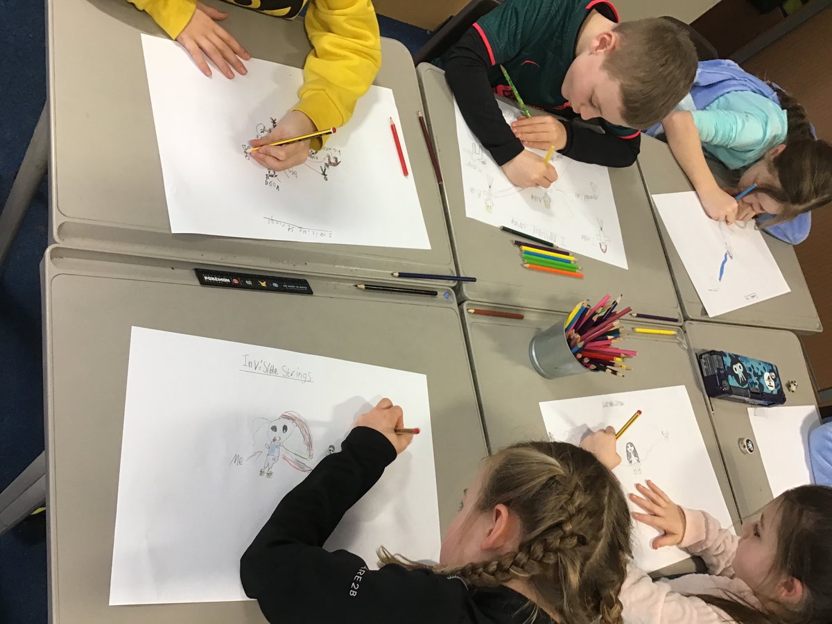 MuchWooltonOpal's tweet photo. Class 7 have read the story ‘The Invisible String’ by Patrice Karst and have created a picture with themselves in the middle and the people they have connections to around them. @muchwooltonsch @Place2Be #muchwooltonhealthandwellbeing #childrensmentalhealthweek2023 https://t.co/J8yDkyf9HJ
