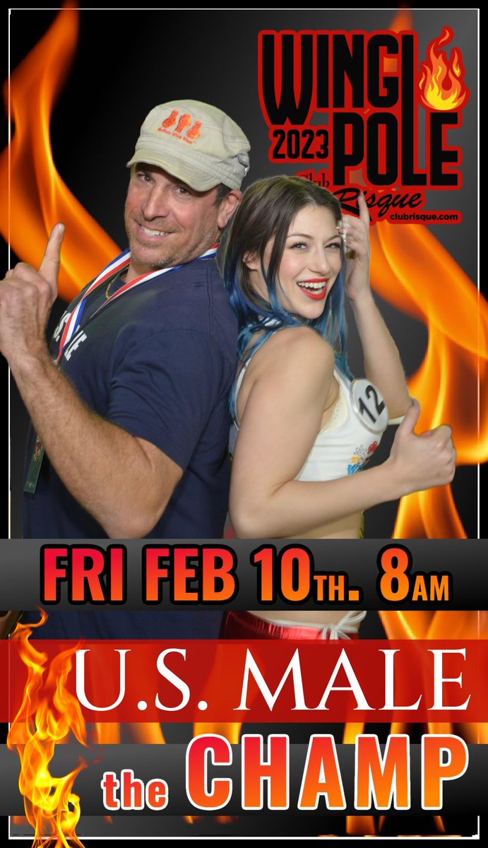 Tomorrow is the day. Come out to Wing Pole <a href="/ClubRisque/">Club Risque</a> to see my final wing contest and title defense.  Will be a fun time. Doors open at 8:00, contest starts at 10:00am. US Male will deliver.