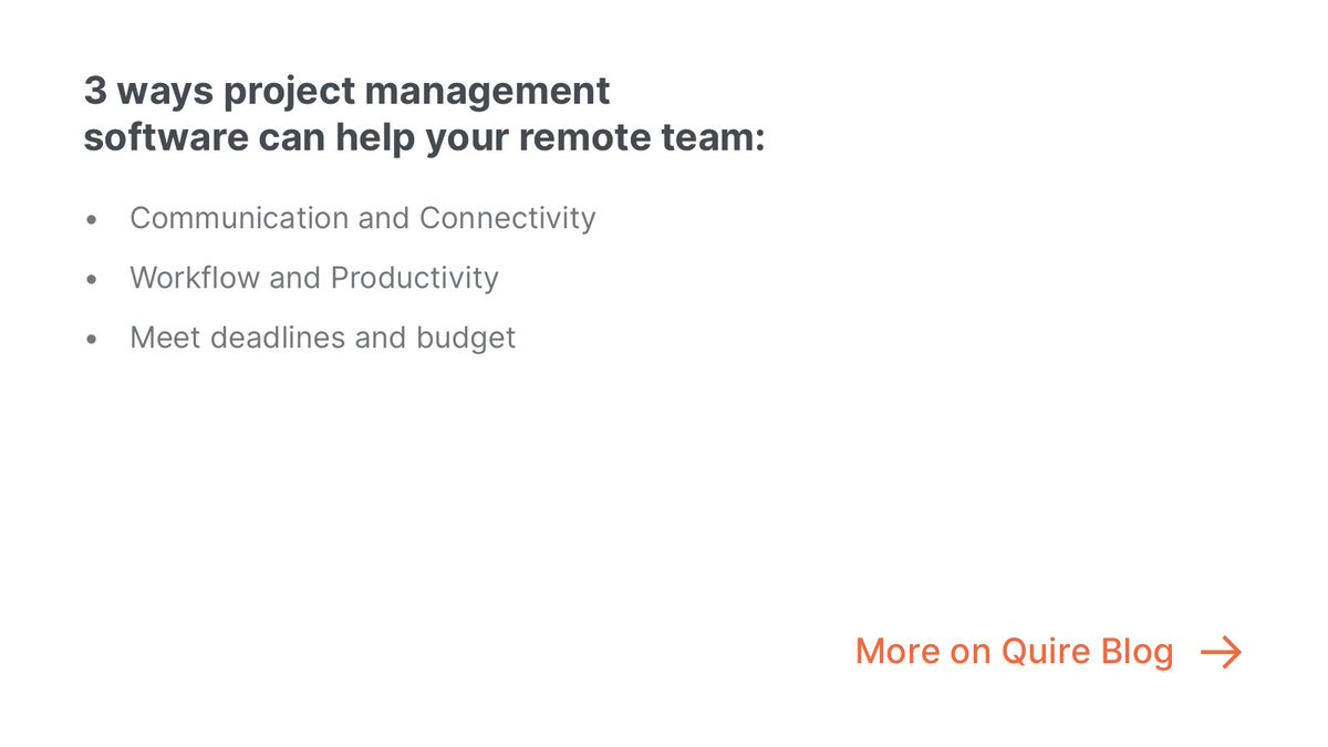 quire_io's tweet photo. 5 Signs Your Remote Team Needs Comprehensive Project Management Now
🔗: https://t.co/IWMhdJT8Sp
#QuireBlog #projectmanagement #productivity #remotework #GTD #success #goals #goalsetting #smallbiz #timemanagement #SaaS #software #business #businesstips #businessgrowth https://t.co/nAofa5mrGY