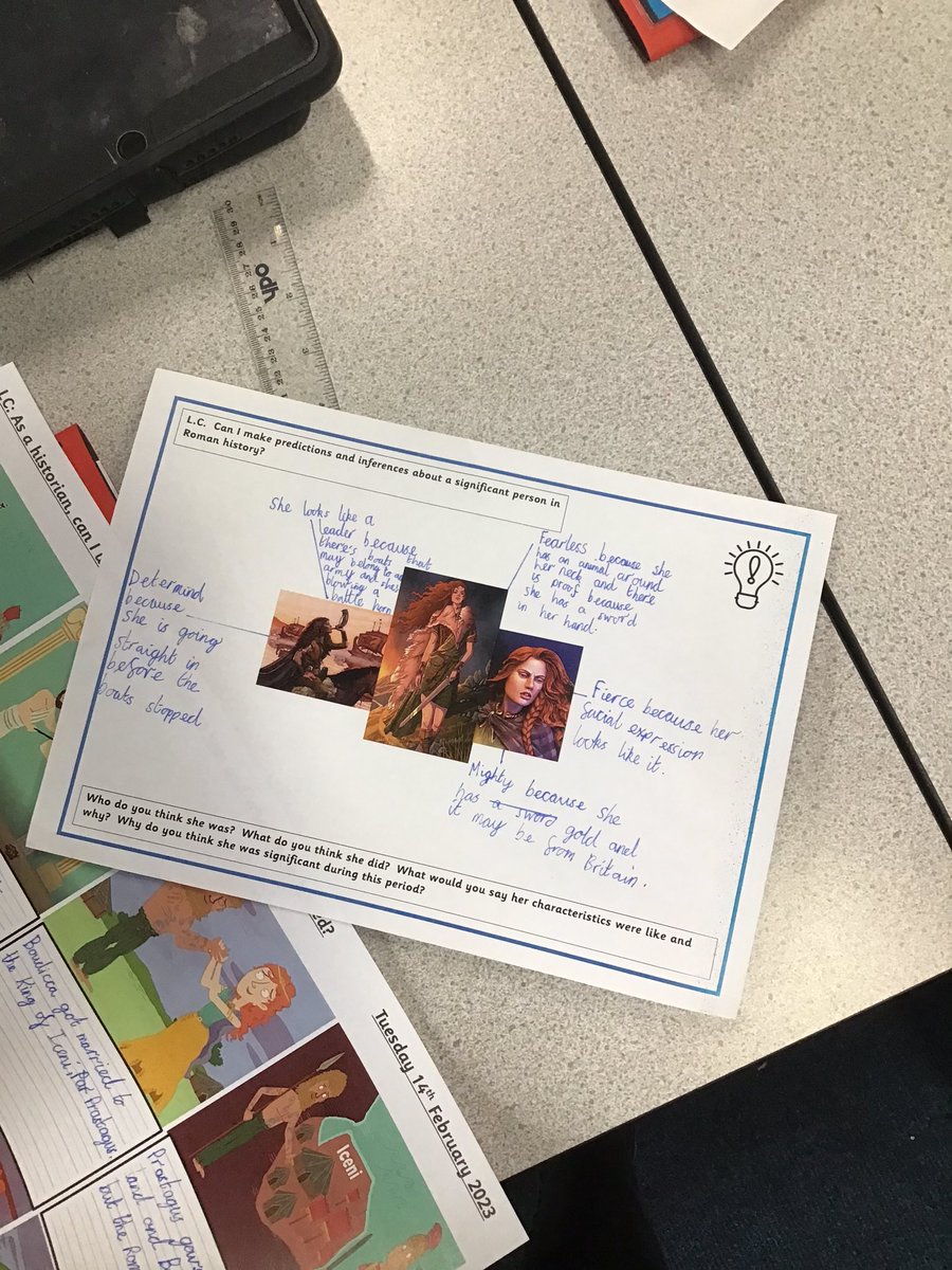MRPAyear4b's tweet photo. What a fantastic History lesson this afternoon. We looked at impressions of Boudicca and learnt about her story! @MRPAyear4a https://t.co/dE7MKc3nbz