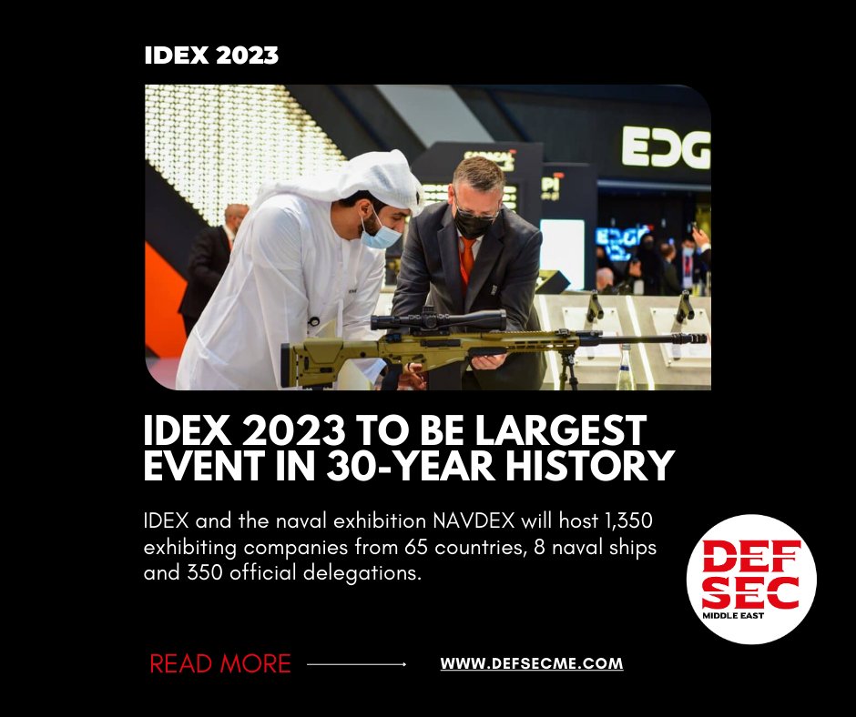 DefSecME's tweet photo. Largest #IDEX in history to kick off with wide-scale participation 
#DefSecME #IDEX2023 #ADNEC #leadingedge 
https://t.co/rHK2TRKQC5 https://t.co/9UOu0Towq1