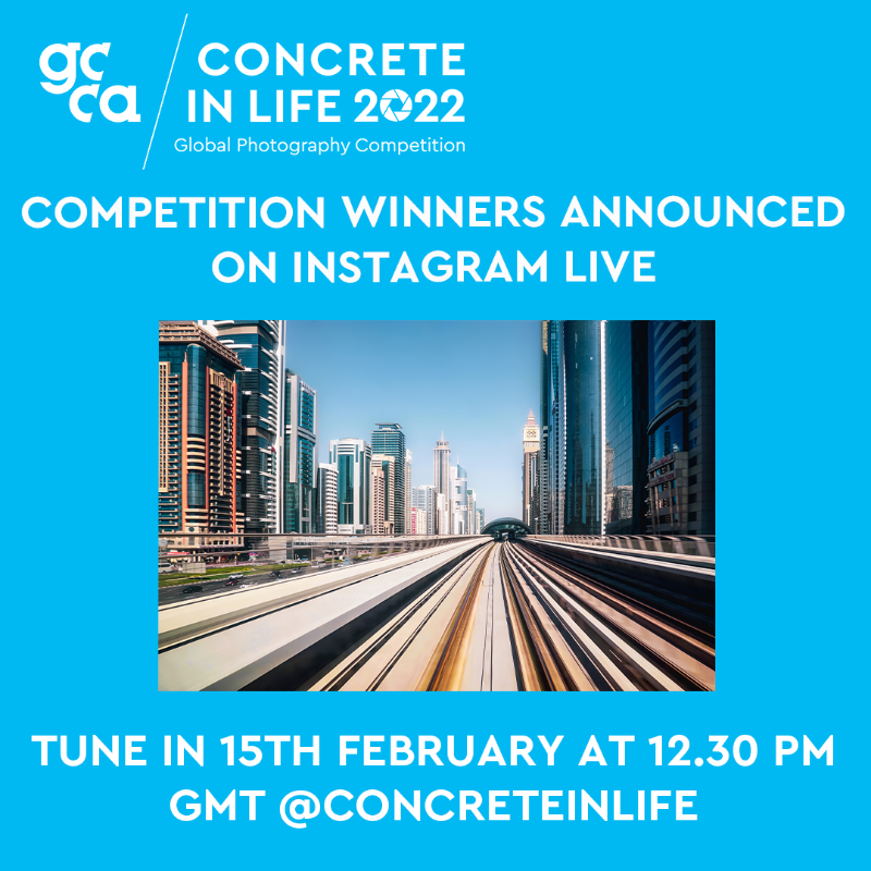 theGCCA's tweet photo. We'll be announcing the winners of our #ConcreteInLife2022 global photography competition in an Instagram Live @concreteinlife on 15th February at 12.30 pm GMT. 

The “Concrete in Life” Photo of the Year winner will win a $10,000 prize 💵

We can't wait to reveal the winners! 🏆 https://t.co/sNLWgbOrhu