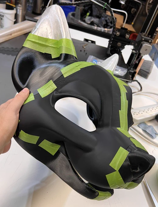 Other ear printed so I can see it together. Going to glue some of the pieces together and finally smooth the nose so I can glue that after. Progress  going to offer this one in 2 sizes and ear and no ear variation. For now it's a WIP. 
