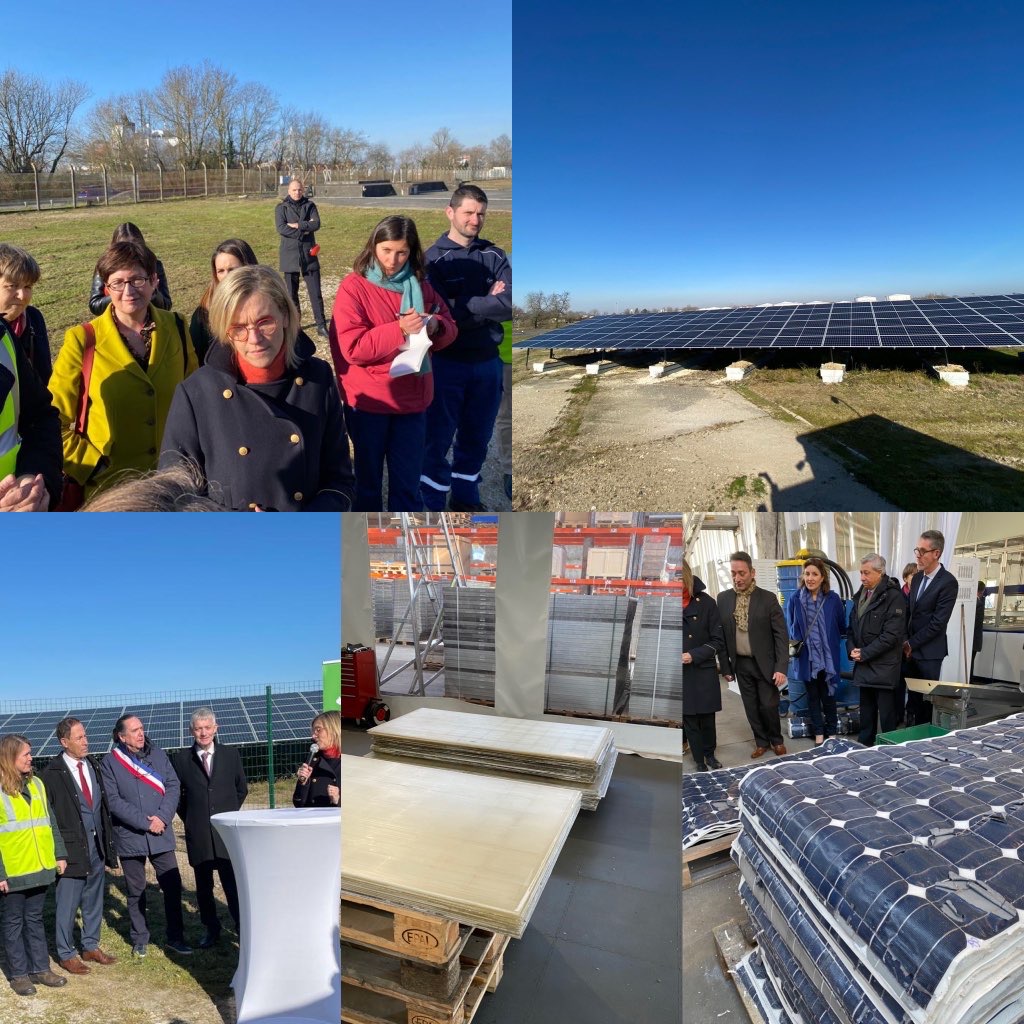 ufelectricite's tweet photo. Le déploiement des #EnR et la protection de l'environnement sont des objectifs compatibles à poursuivre conjointement.

La présidente de l'UFE Christine Goubet-Milhaud avec @AgnesRunacher à la centrale ☀️ d'Ambès &amp; sur le site de recyclage de panneaux ☀️ @Envie_org Aquitaine. https://t.co/j16YYdkQYR