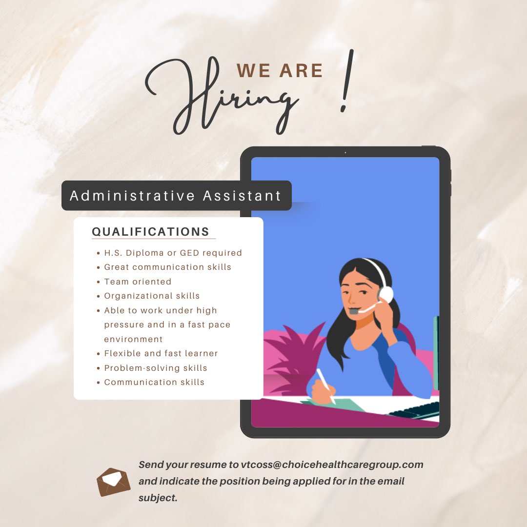 queen_veeeeeeee's tweet photo. I have a job opening PERFECT for someone who is looking to learn and grow within the #healthcare industry!

This person will work alongside Case Managers, Intake Coordinators, and Staffers to assist them in day-to-day tasks.
#hiring #healthcareadministration https://t.co/KJlp4hfUAT