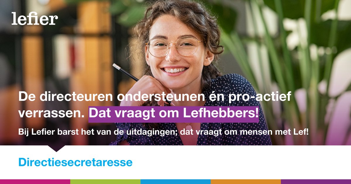 Ben jij op je best wanneer je een belangrijke spil bent in een dynamische en hectische werkomgeving? Houd jij daarin het overzicht en denk je vooruit? 

Interesse? Check onze website via lefier.nl/vacatures #vacature #werkenbijlefier #directiesecretaresse
