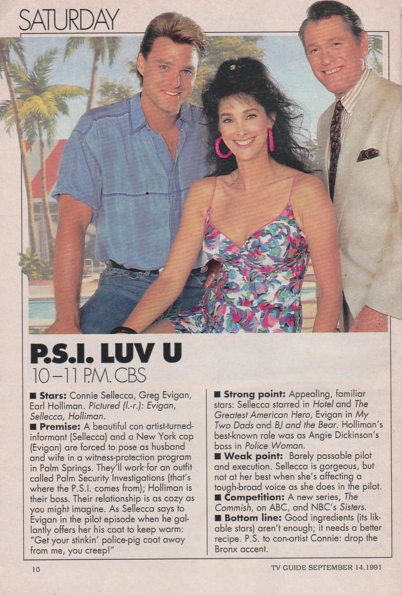 TVGFPI's tweet photo. P.S.I. LUV U. 1991.

Connie Sellecca, Greg Evigan, Earl Holliman. #PSILUVU #TVGuide https://t.co/gcF3LmgKXW