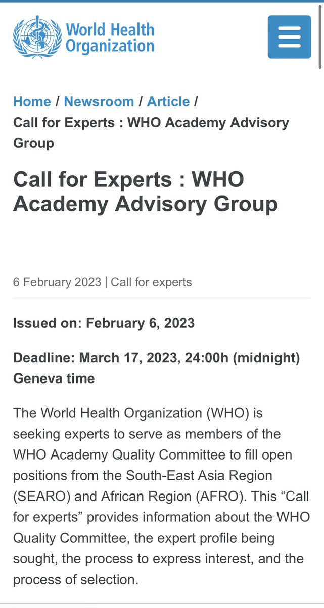 TanaWuliji's tweet photo. #WHOAcademy is seeking nominations from leading experts in  #education #EdTech #EducationQuality #LifeLongLearning from the #SouthEastAsia region in #Health to join its #QualityCommittee.

Nominations to @WHO by 17 March 2023 (midnight CET). Please share. 🙏 https://t.co/FTWc2jdQz6