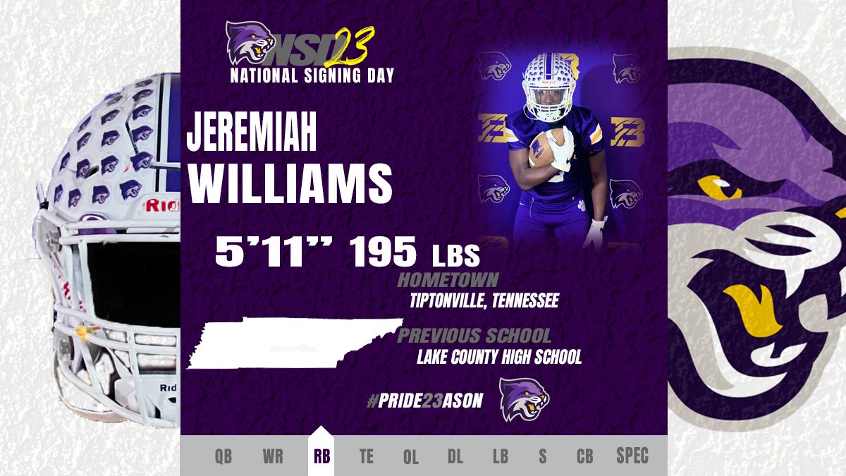 BU_FootballTN's tweet photo. βοΈ Jeremiah Williams is π into being a Wildcat!
Welcome, @DaydayW_2 !
π RB | 5-11 | 195
π Tiptonville, Tennessee
π« Lake County HS
#ChasingGreatness|#Pride23ason
| #NSD23 https://t.co/qqcuUf15Ww