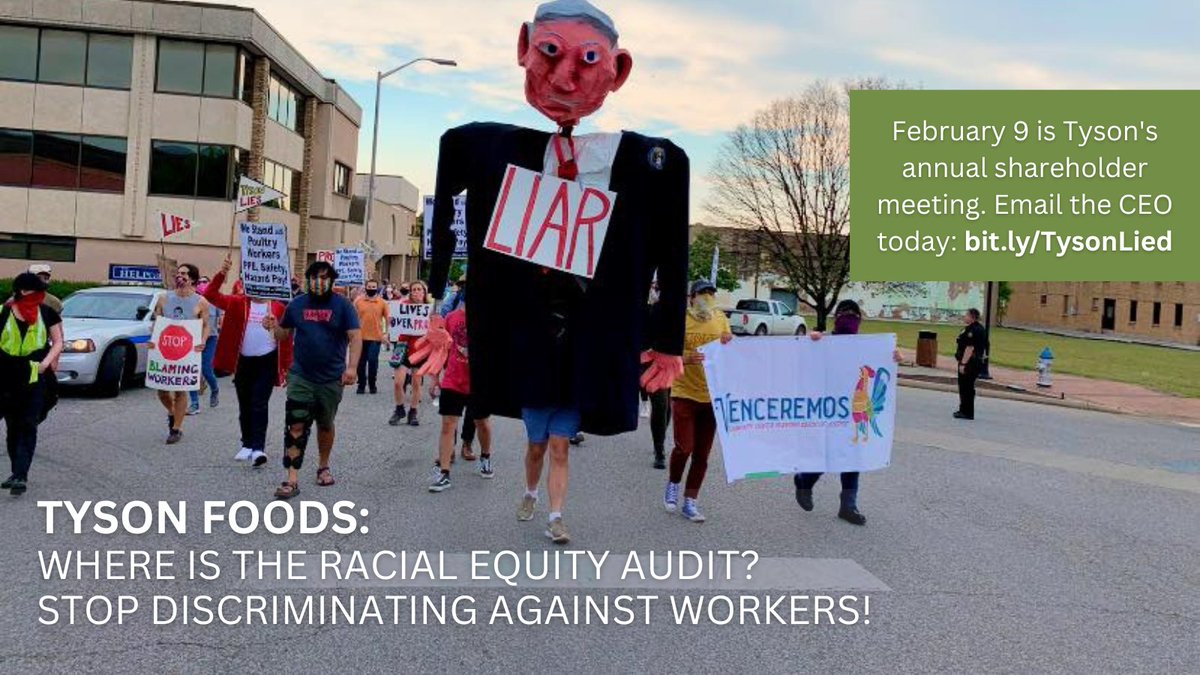 Venceremos (@venceremosar) on Twitter photo In 2021 Tyson committed to an independent racial equity audit and agreed to produce a public report within one year. 13 months later that audit has not even begun. <a href="/TysonFoods/">Tyson Foods</a>: stop hiding from the truth, stop hiding from the public, finish the audit, and release the report! In 2021 Tyson committed to an independent racial equity audit and agreed to produce a public report within one year. 13 months later that audit has not even begun. <a href="/TysonFoods/">Tyson Foods</a>: stop hiding from the truth, stop hiding from the public, finish the audit, and release the report!