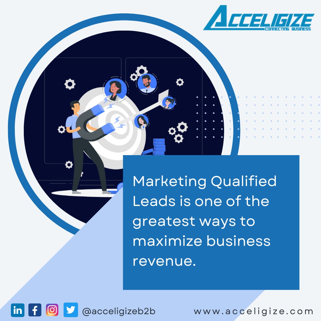 acceligize's tweet photo. Marketing qualified leads means more sales opportunities and fewer wasted dollars on unqualified leads. Marketing Qualified Leads improve the quality of your client acquisition.
#acceligize #b2b #business #services #leadgeneration #mql #sql https://t.co/WOEHHrZ0cX