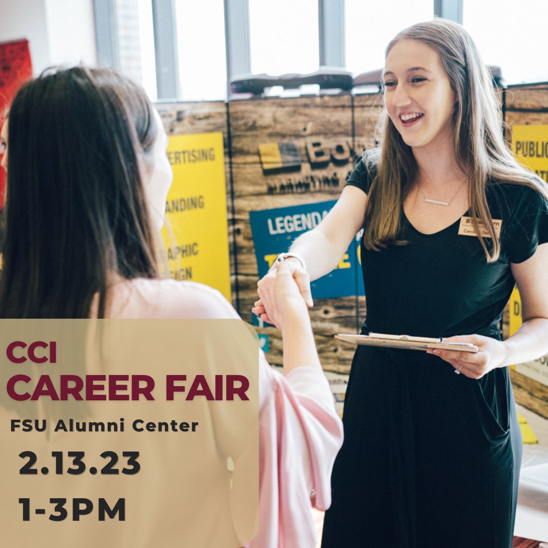 FSUCCI's tweet photo. The CCI Career Fair is just a few days away. With 30 companies in attendance, students won't want to miss this chance to network: https://t.co/YDrzDNjvPN
@FSU_COM https://t.co/cyaAUOVDUY