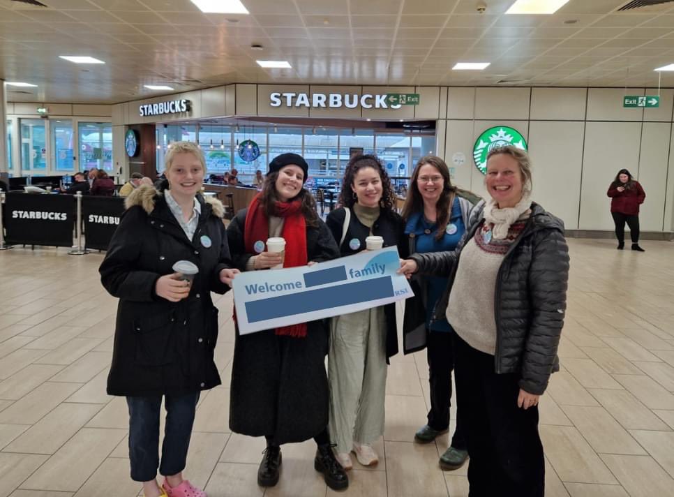 It's been a busy few weeks since our family arrived. We wanted to share this airport photo- we were a hive of excitement and anxiety! We are honoured to be the first #CommunitySponsorship group to welcome a family in Glasgow, and we hope to inspire more groups to do so! 🧡