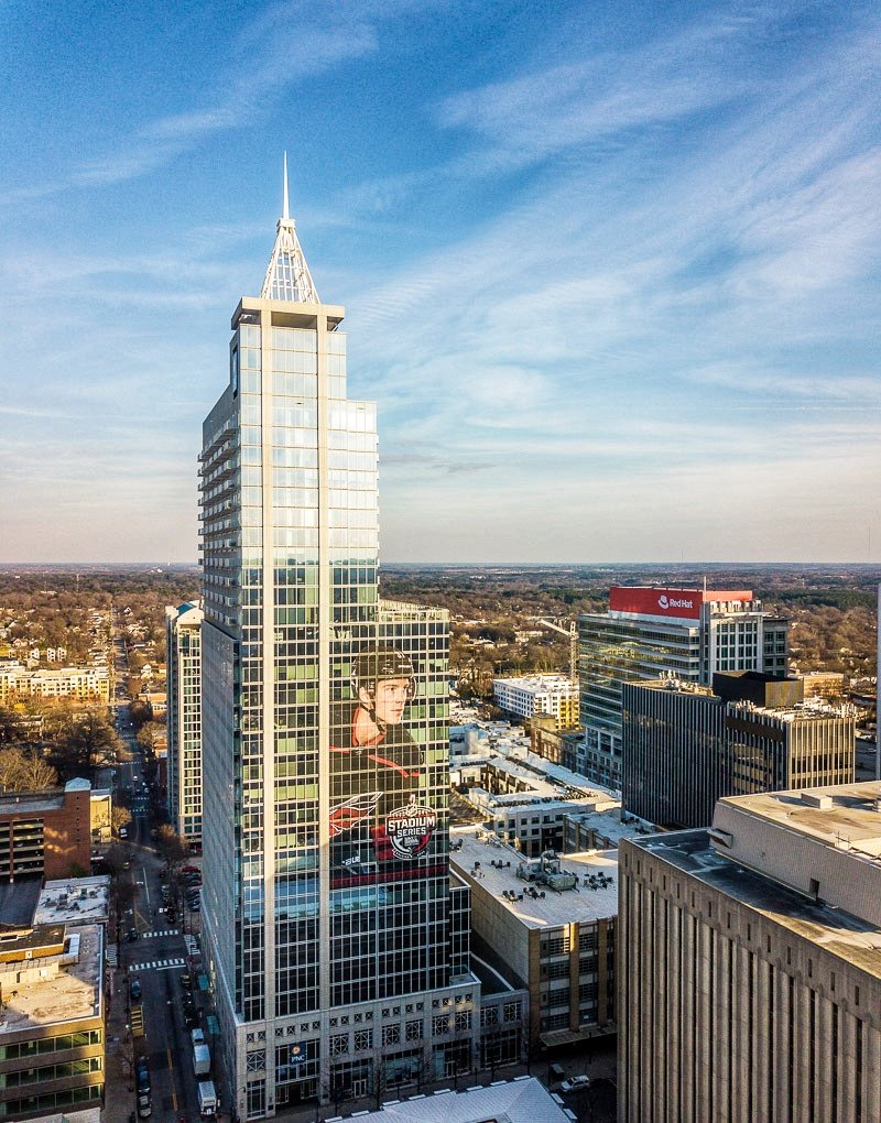 ThisIsRaleighNC's tweet photo. Oh, hey, it's @ASvechnikov_37 from the @Canes in downtown #Raleigh. 8 days until the #StadiumSeries outdoor hockey game at Carter-Finley vs the @WashingtonCapit. Let's Go! 
@NHL #hockey #RaleighNC @andreisv https://t.co/yUGdRxNU9P