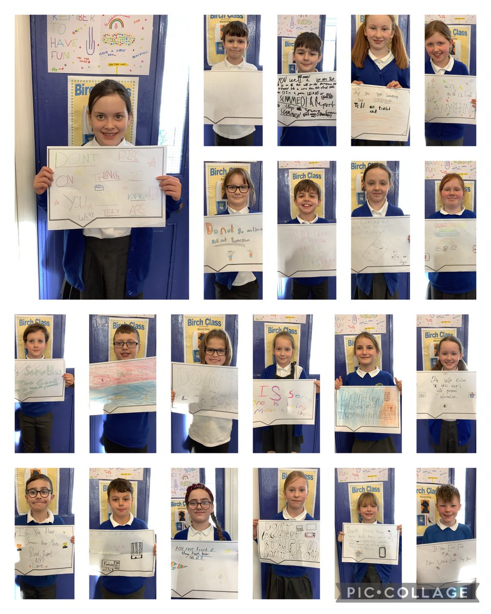 Burnopfield_sch's tweet photo. Birch class thought of some excellent advice on Tuesday for #SaferInternetDay2023. #computingburnopfield Mrs Marley https://t.co/Aj3tdYP7t5