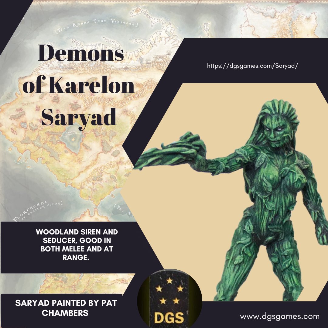 The Demon Saryad can be used in many Freebands and as an enemy in The Brightsword RPG and Freeblades Encounters. Saryad painted by Pat Chambers. dgsgames.com/saryad/. #ttrpg #paintingminiatures #miniatures