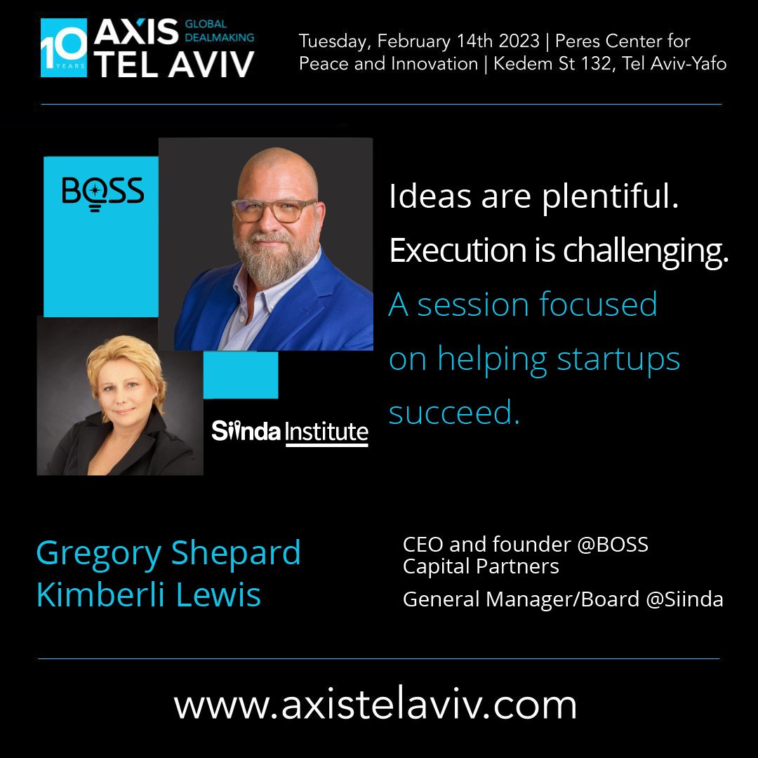 Our Founder, Gregory Shepard, will be taking part in the <a href="/AxisInnovation/">Axis Innovation</a> Startup Conference in Tel Aviv on February 14th, 2023! He will be delivering a Co-Keynote speech discussing: Startup Success - From Ideas to Execution.

More: bit.ly/3WNBgvb

#startups #founders