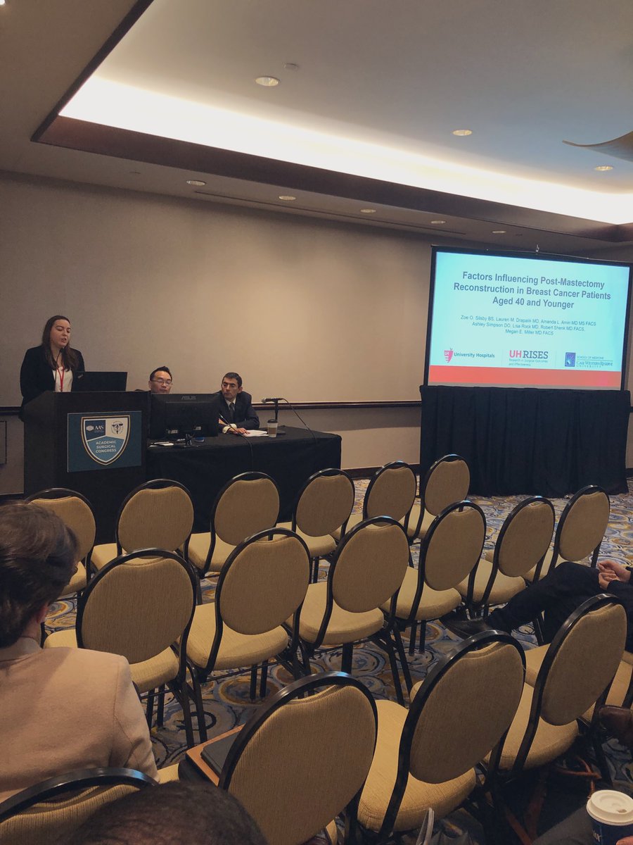 Very proud of Zoe Silsby, MS3 @CWRUSOM who presented our work on breast reconstruction in young women! @UHRISES @UHSurgOncology #ASC2023