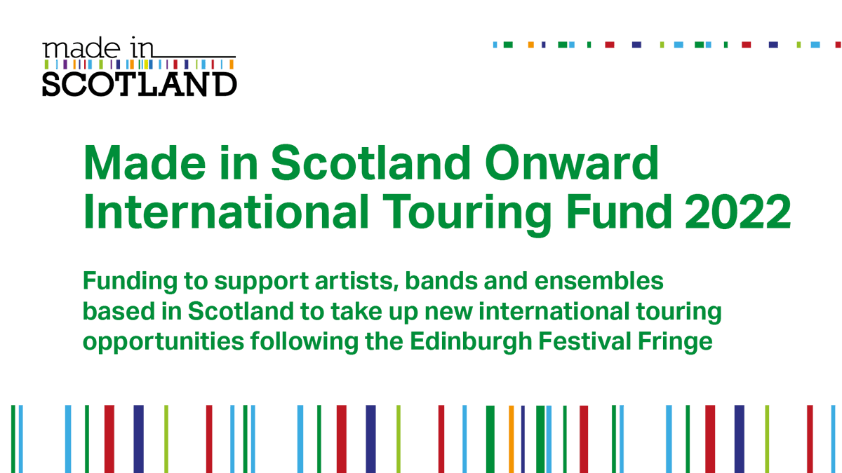 CreativeScots's tweet image. 💡 The Made in Scotland Onward International Touring fund is open

This #fund allows artists, bands and ensembles in Scotland to take up new international #touring for work programmed as a result of performances at #EdFringe2022.

creativescotland.com/funding/fundin…