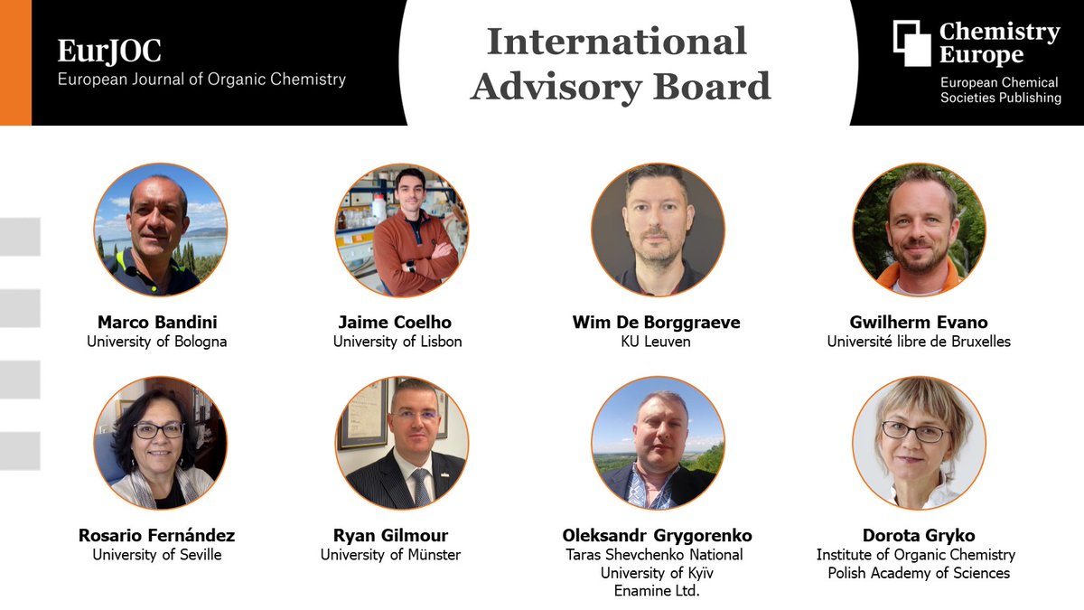 1/2 📢We are happy to announce our renewed Advisory Board!👉bit.ly/40IZY35 Welcome to our new board members! @M_BANDINI_GROUP @J_A_S_Coelho @MolDesignS @GilmourLab @DrGregor2 @GroupGryko @SCIorganica @ULBruxelles @geqor