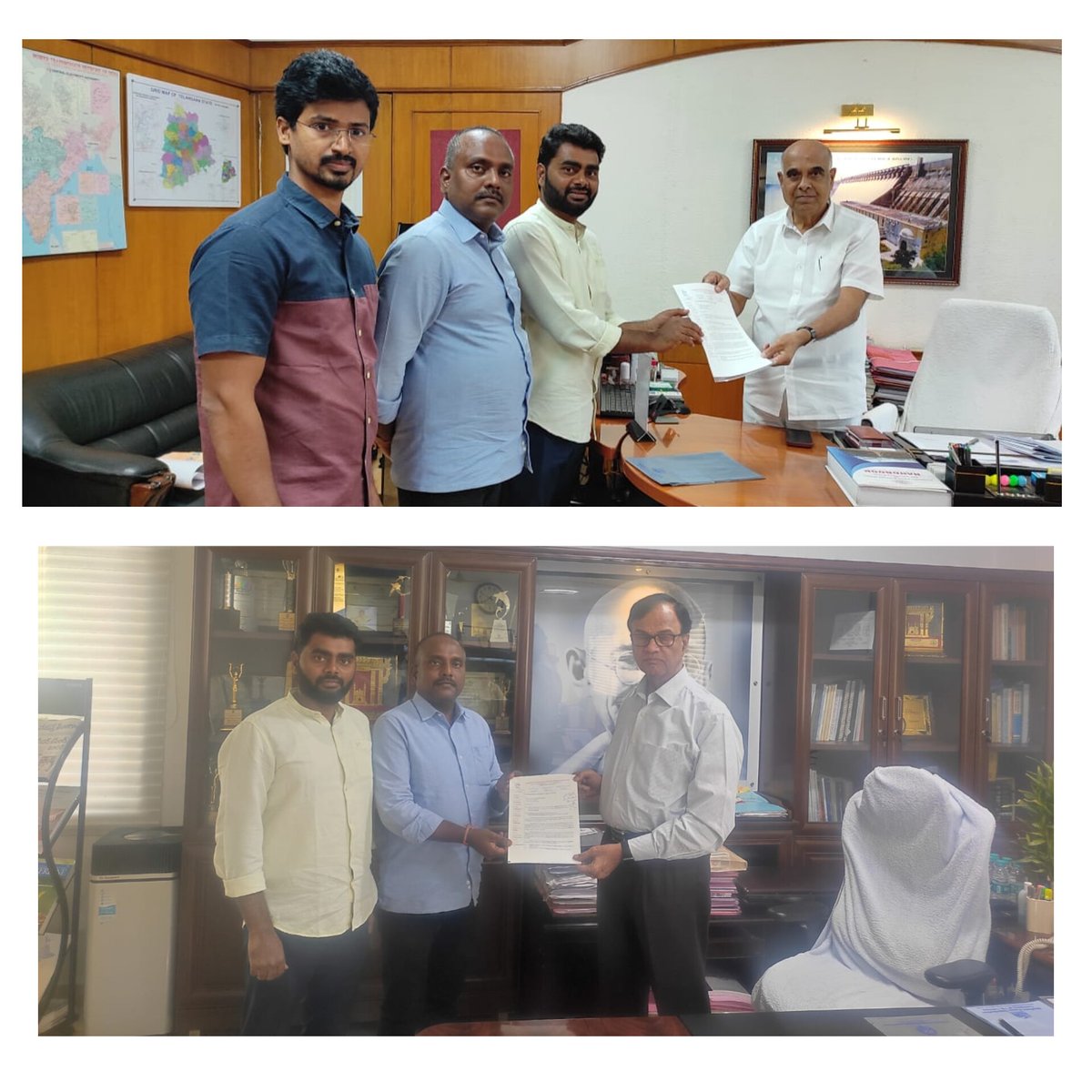 TSE_AEA's tweet photo. *#TSEAEA_EPS_HigherPension
Delegations of TSEAEA represented  regarding implementation of Higher Pension for eligible EPF members inview of Supreme court judgement to Sri D. Prabhakar Rao, CMD/TSGENCO&amp;TSTRANSCO, Sri Raghumareddy,CMD/TSSPDCL &amp; Sri C.Srinivasa Rao,JMD/TSTRANSCO. https://t.co/YmqJNMpWiT