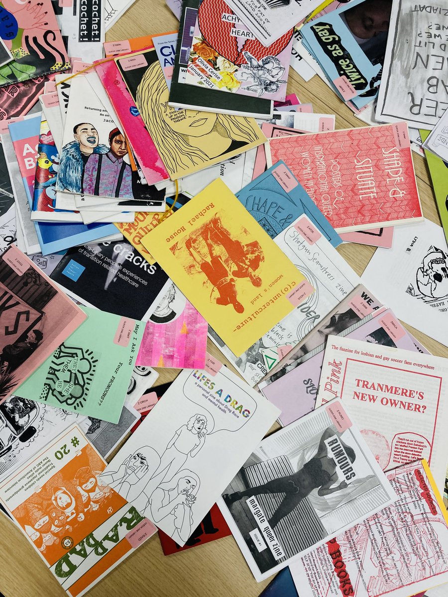 We are visiting @UniKentLibIT this month for an intro to queer zines followed by a zine making workshop. Come and explore zines from the mobile queer zine library as well as a selection of zines from the @UniKentArchives kent.ac.uk/whats-on/59065 #LGBTHM23