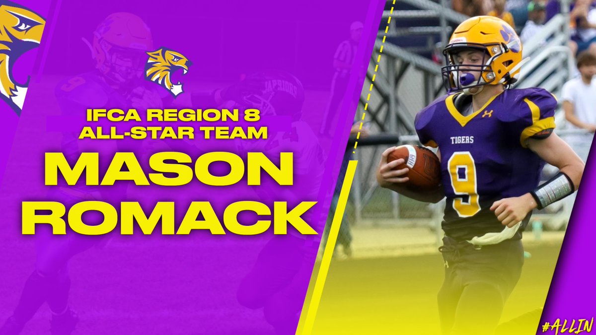 HHSTigersFB's tweet image. Congratulations to Mason Romack @romack_mason on being named to the @INFBCoaches Region 8 All-Star Team at Wide Receiver! #ALLIN #FastFightFinish