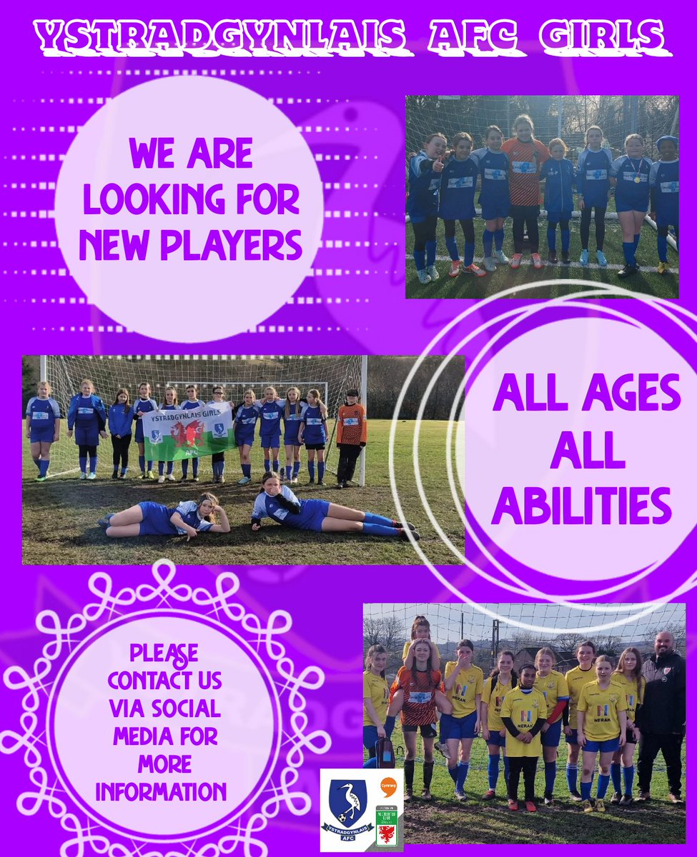 Here at Ystradgynlais AFC, we are always looking for new players of all ages and all abilities, you could be someone that's never kicked a ball or someone with all the skills, we welcome all.
If you or your daughter would like to join then please get in touch!
#HerGameToo