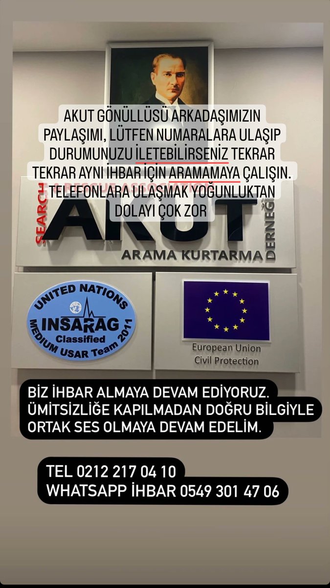Akut gönüllüsü öğretmen arkadaşımın paylaşımıdır. lütfen paylaşın.
#deprem #Hatay #antakya #kahramanmarasdepremi #Kahramanmaras #adiyamandeprem #gaziantepdeprem #Elbistandeprem #Nurhak