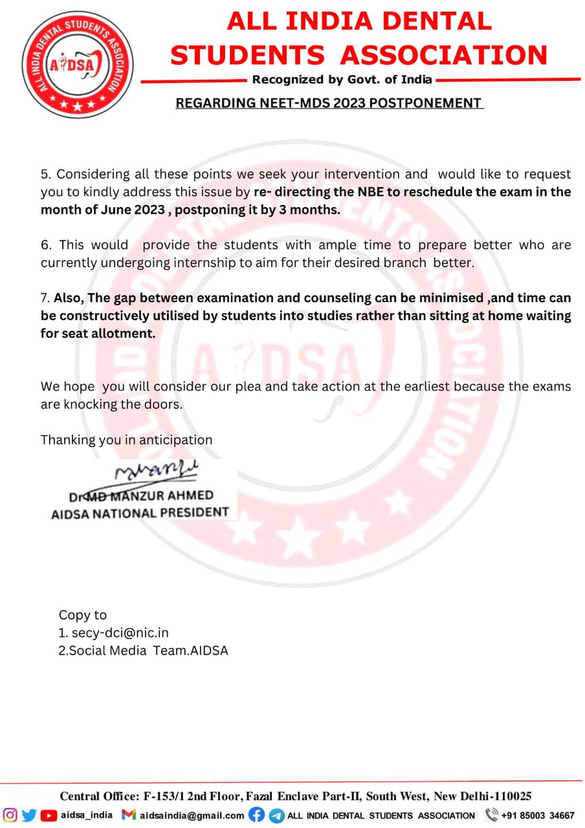 All India Dental Students&Surgeons Association tweet media
