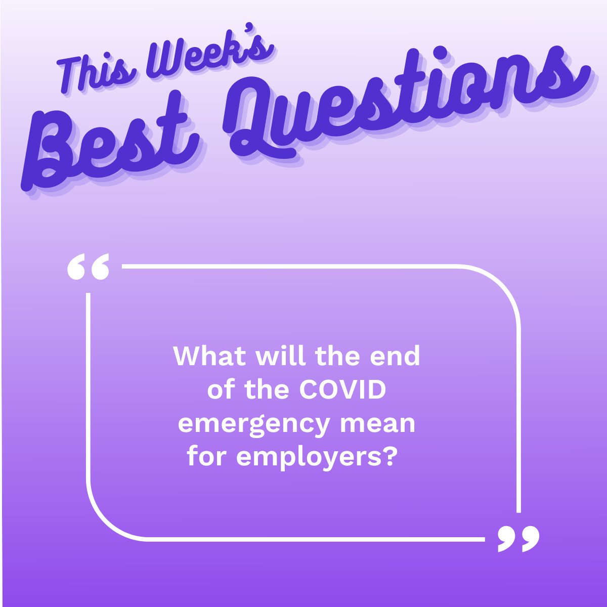 Check out the answers to This Week's Best Questions and other pertinent workplace health information on our blog: bit.ly/3HLzYeT