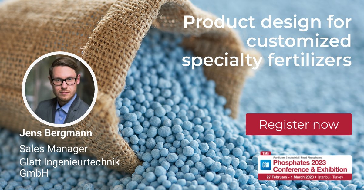 glatt_group's tweet photo. Visit us at booth no 46 at Phosphates 2023 in Istanbul on 27 February - 1 March. Learn more about particle design & plant manufacturing for functional granules.
#glatt #experts #exhibition #fertilizer #fluidizedbed #spoutedbed #technology
https://t.co/f7Ujvu4DrP https://t.co/3TjlgYwvsb