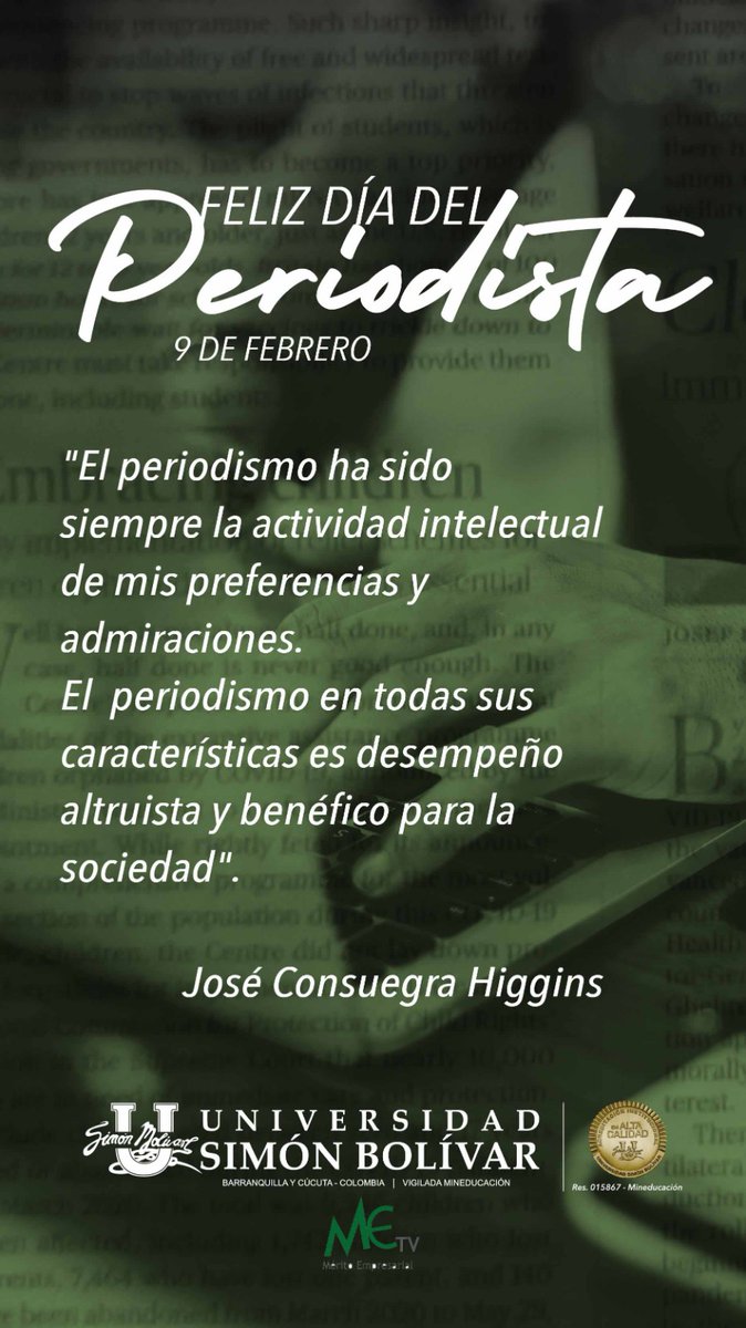 MeritoEmpTv's tweet photo. No es simplemente tomar un micrófono, escribir unas líneas o captar con imágenes.

El periodismo es vivir la realidad del otro, servir, contar historias y actuar para mejorar el mundo.

Desde Mérito Empresarial Tv, deseamos un feliz día a todos los periodistas de nuestra región. https://t.co/z4ENU8C1r4