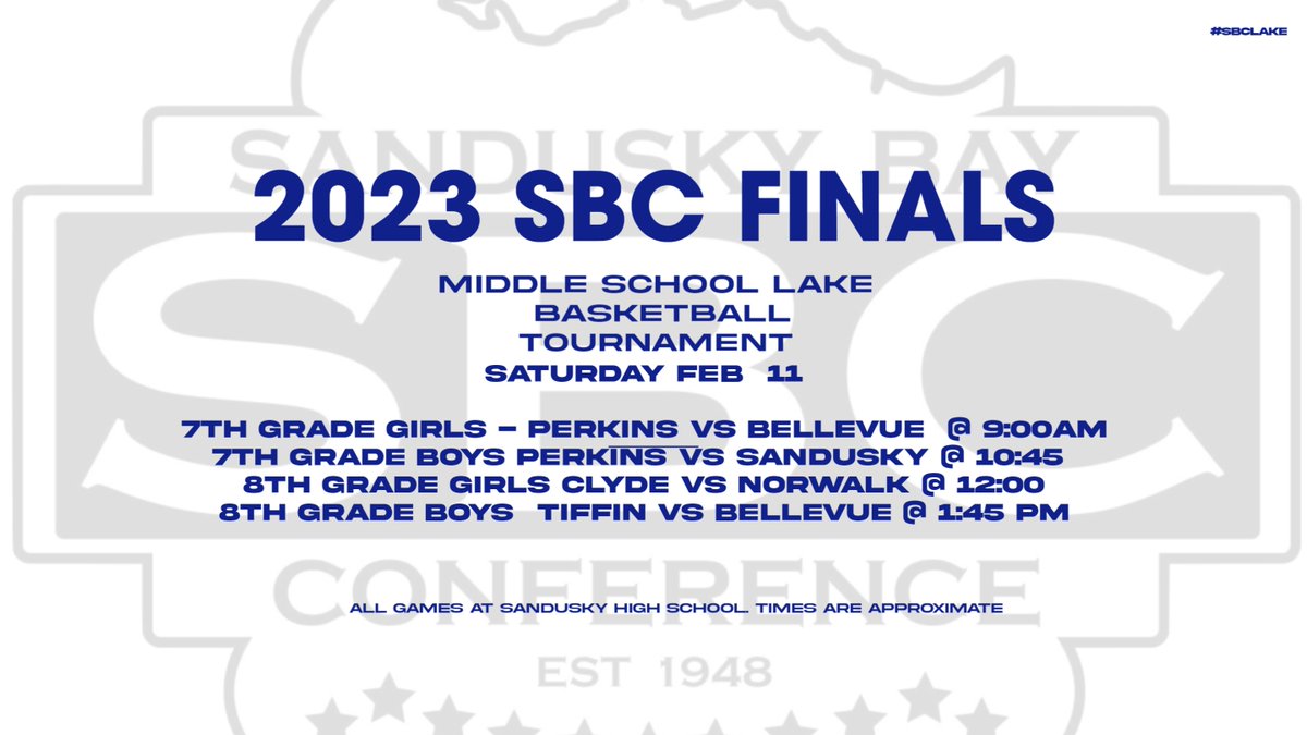 The Sandusky Bay Conference Middle School Basketball Tournament- Lake Division -  Finals are set!