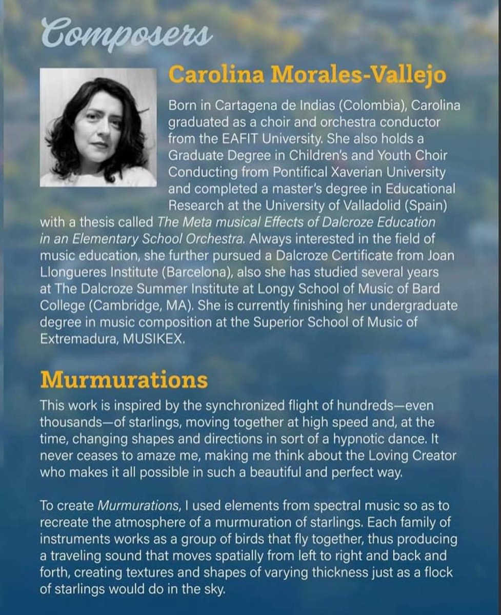 Desde Denver- Colorado EEUU. Estreno mundial del poema sinfónico "Murmurations" de la compositora <a href="/camova2000/">camova</a> 
Amiga ¡Enhorabuena!
