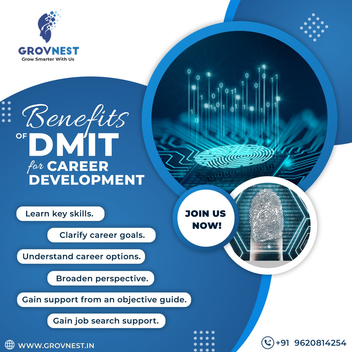 grovnest's tweet photo. The Benefits of Using DMIT Technology for Career Development.

#dmit #biometric #career #careercounseling #careercoach #careerdevelopment #dermatoglyphics 
#GrovNest #tailormadecounseling 
#DMITTechnology #ExpertCareerAdvice #GrowWithGrovNest https://t.co/QsKg3o5wcm
