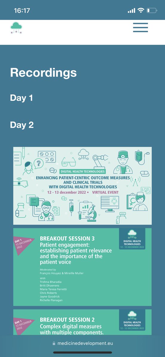 Recordings available for 30 days now on Multi-stakeholder Digital Health Technologies workshop 13-13 Dec EFPIA - European Federation of Pharmaceutical Industries and Associations Thanks to all speakers! <a href="/EFPIA/">EFPIA</a> medicinedevelopment.eu/recordings-1