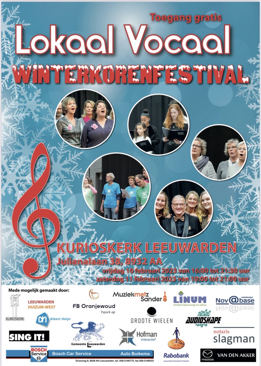 SjongeJongeGrou's tweet photo. Morgenavond treden we op tijdens het Winterkorenfestival van @LokaalVocaal ! Gratis toegankelijk voor iedereen. Zie schema https://t.co/EfHWEhzLsU