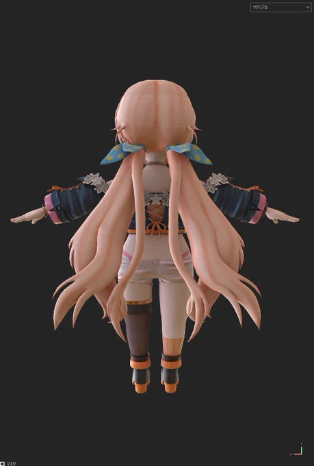WIPテクスチャをほぼ描き終えたのでそろそろ次工程に行きたいと思います。フェイシャル(表情モーフィング)は不慣れなのでうまくいくといいな。 