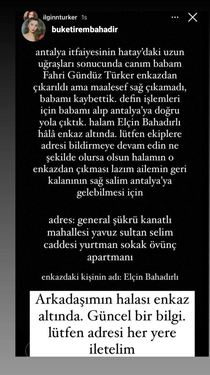 deryasantur's tweet photo. Hala elcin enkaz altinda 
Bugun o enkazdan ses gelmis 
Lutfen duyun duyuralim!!!! https://t.co/o4BodUcPBQ
