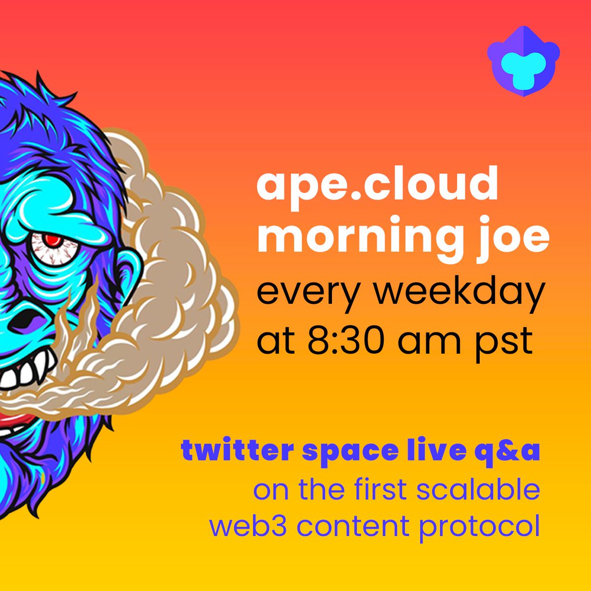 crtx_io's tweet photo. Join us today for Morning Joe!

Every Weekday Morning at 8:30 AM PT, 11:30 AM ET where we discuss all sorts of things including #Art, #Web3 #Publishing, #NFTs, #ENS #Domains, #serverless hosting, &amp; #cybersecurity

With @leonardkish, @k_vanpelt &amp; @unclenate
https://t.co/w1KcYyGFWD https://t.co/adKYpJvbjW