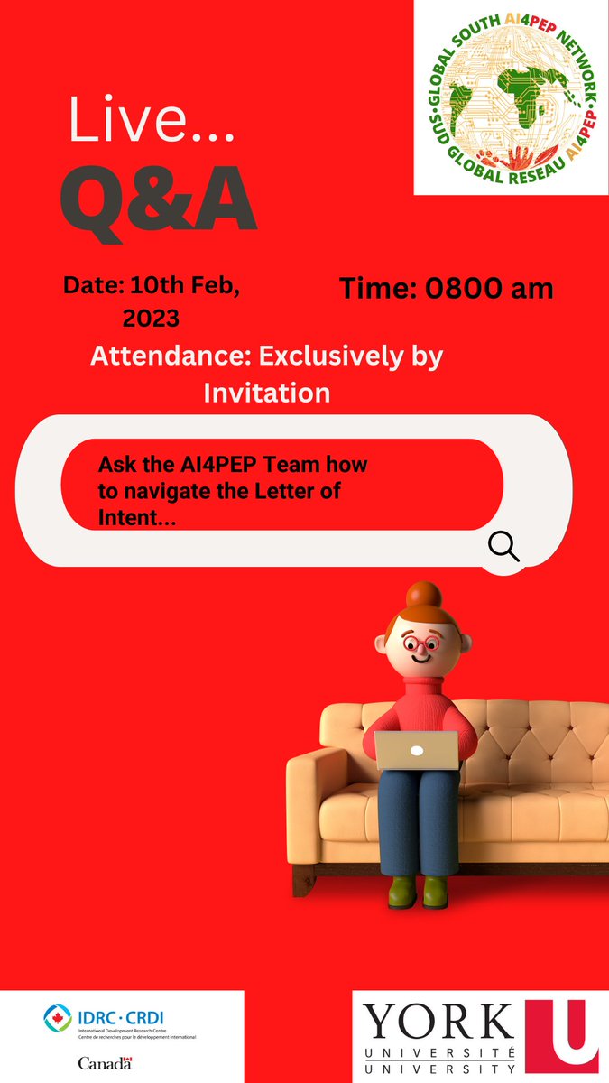 Ai4Pep's tweet photo. We are excited about our live session tomorrow. Please don’t forget to drop your questions here: https://t.co/T4A6mKR8f4
@YUResearch @YorkUScience @IDRC_LAC @IDRC_CRDI @WitsUniversity @dzevela @HleliLuhlanga
#AI #Globalhealth #decolonizingresearch https://t.co/izJcxck11R