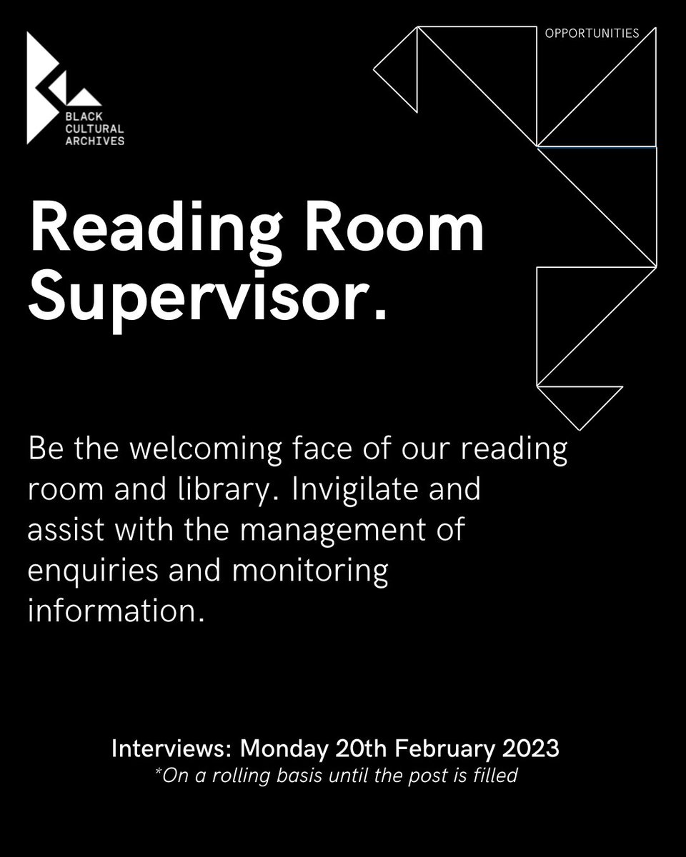 Looking for an opportunity to join our team and assist people with gaining access to our national collections on the history of African and Caribbean people's descent?

Apply to be our reading room supervisor: hr.breathehr.com/recruitment/va… 

#BlackCulturalArchives #JobVacancies