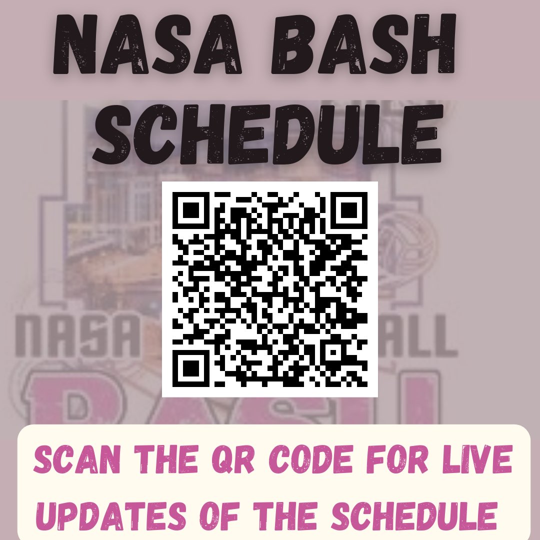We will have QR Codes posted around the VBC for live schedule updates. #18thannualNASABash