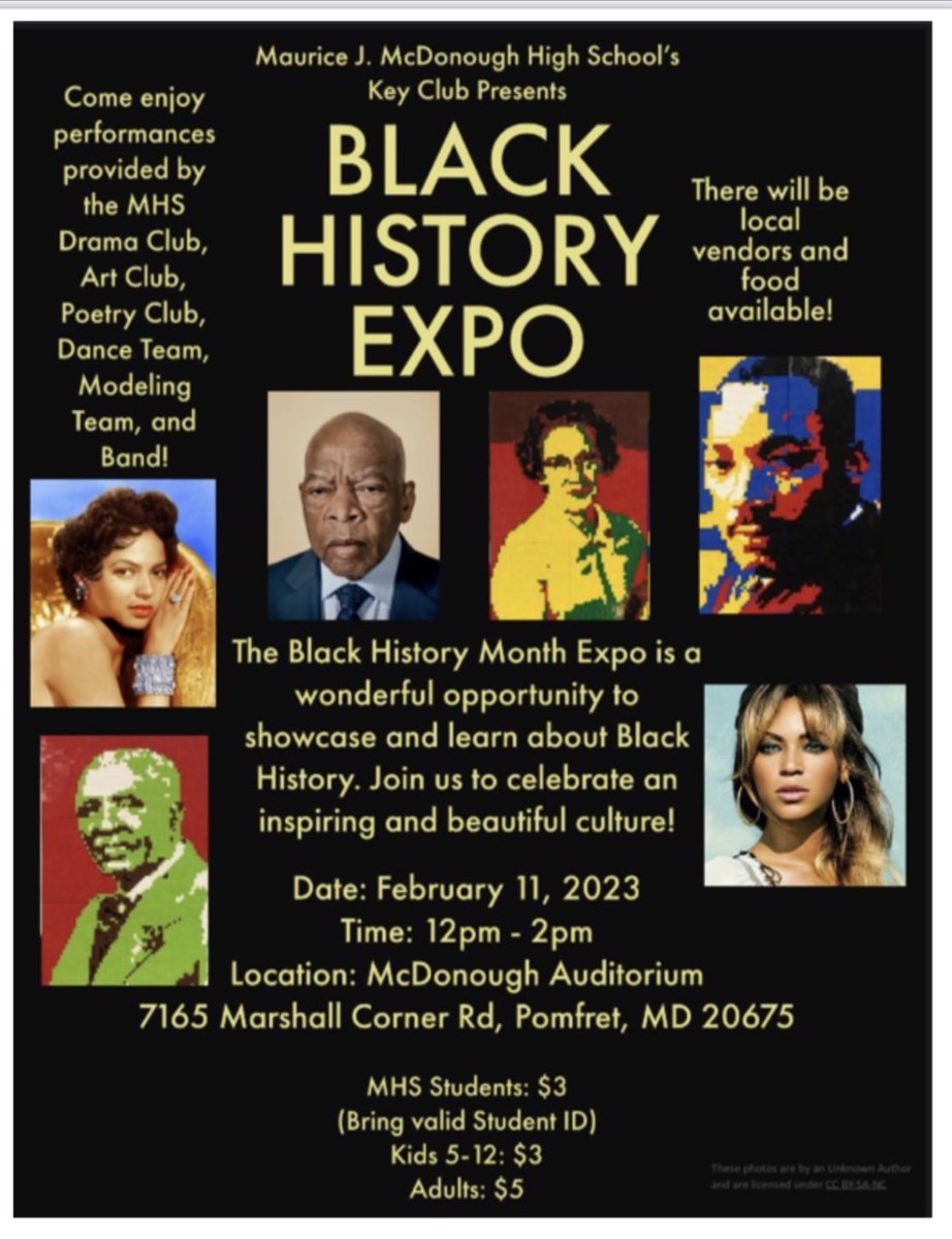REMINDER...this Saturday February 11th @ McDonough High School from 12pm to 2pm...our Key Club Presents 𝐁𝐥𝐚𝐜𝐤 𝐇𝐢𝐬𝐭𝐨𝐫𝐲 𝐄𝐱𝐩𝐨. Don't miss this fabulous event.  Come join us and celebrate an inspiring and beautiful culture!!!