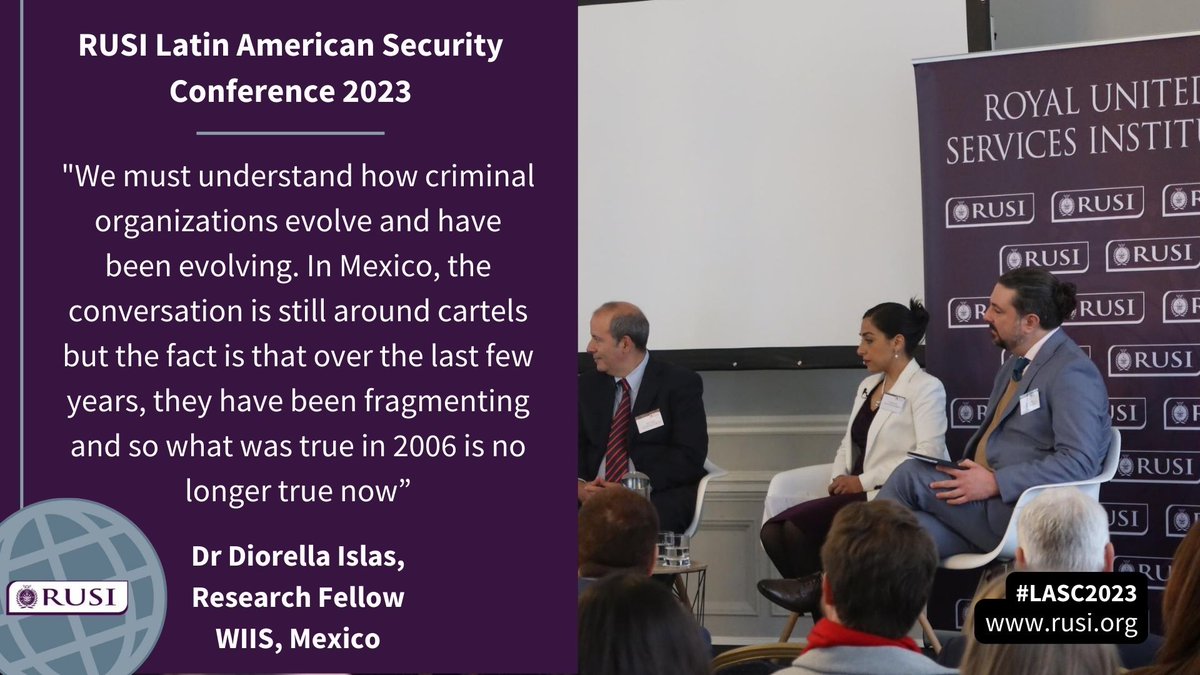 ISS_RUSI's tweet image. 📺For those who missed it: 
The second session of #LASC2023 was on #LatinAmerica Cross-border Security and Organised Crime with🗣️@AnnetteIdler @UniofOxford @DioIslas @antoniosamp @GI_TOC 
 
Click the link below to watch now ⬇️
rusi.org/events/researc…