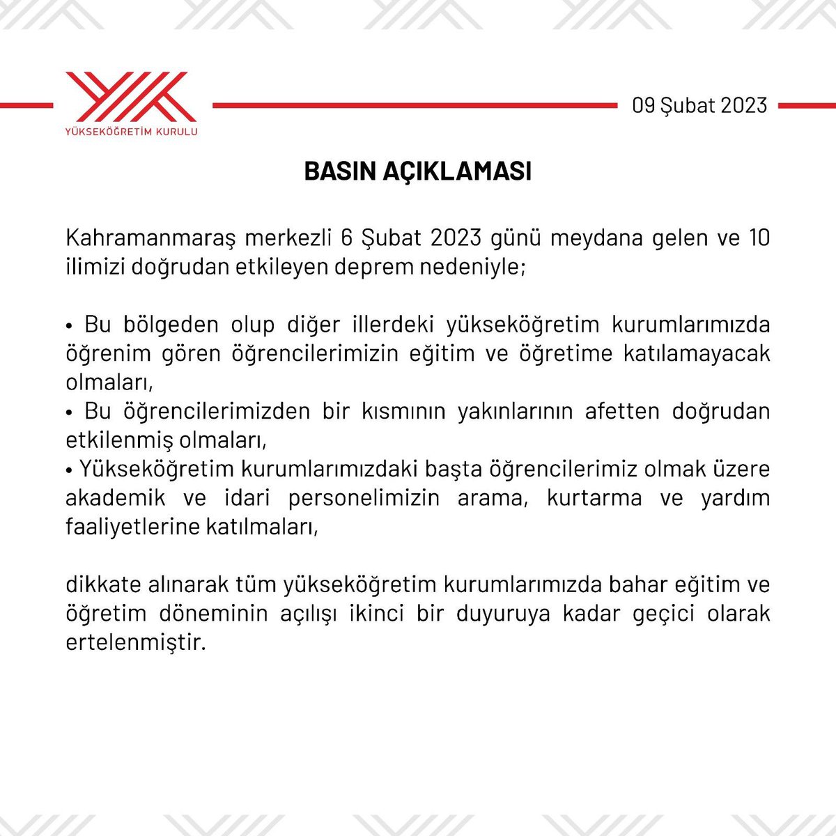 MauKonseyi's tweet photo. Tüm Yükseköğretim kurumlarımızda bahar eğitim ve öğretim döneminin açılışının ikinci bir duyuruya kadar geçici olarak ertelenmesine ilişkin basın açıklaması 📢

#MauKonseyi
#MaltepeÜniversitesi https://t.co/ZfbRkyDiAE