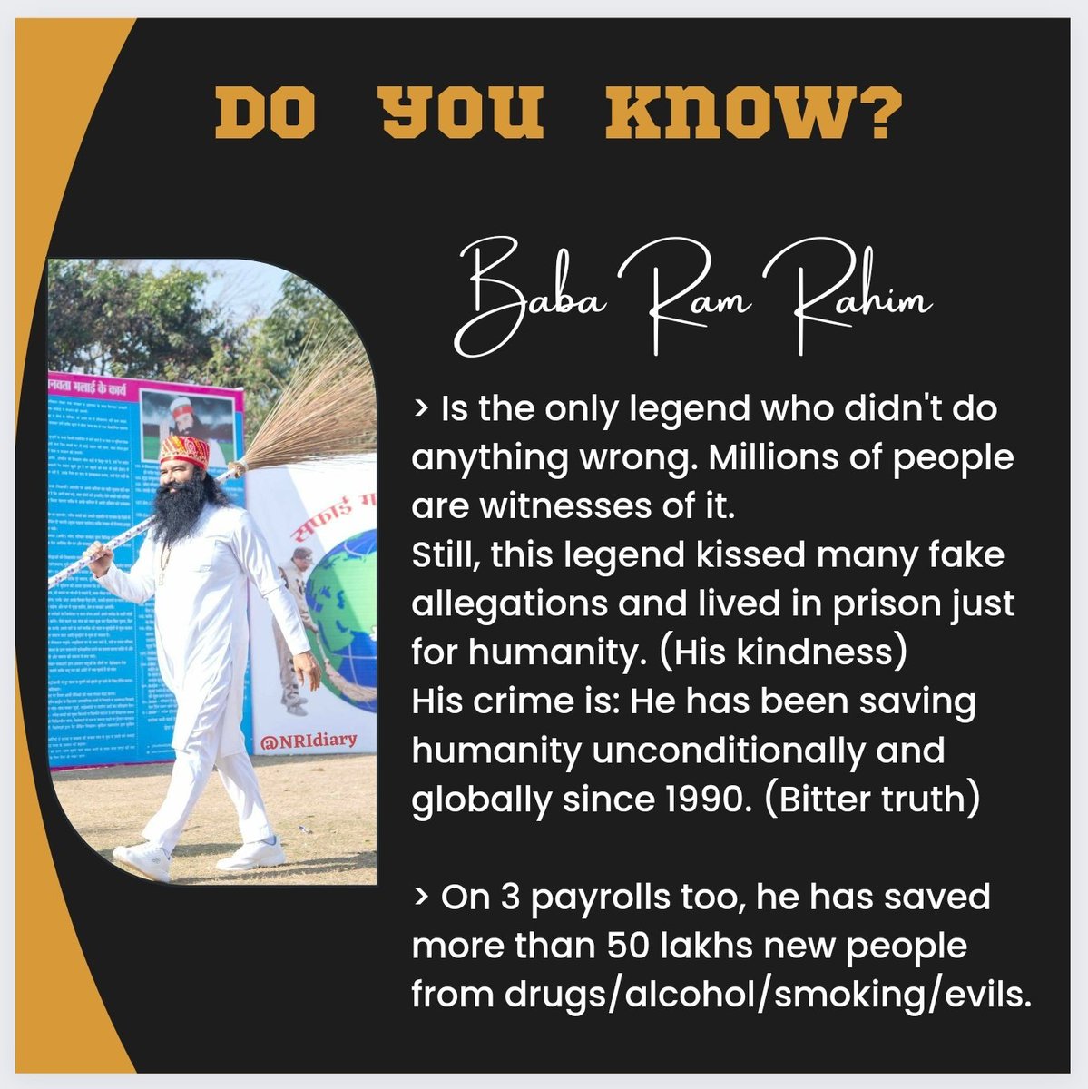 Irony is:

A LEGEND:
who saves humanity globally for many years,
who lives unconditionally for the needy and upset people,
who didn't do anything wrong but still, kissed fake allegations &amp; lived in prison,
who is still doing these outstanding works,

COMES ON PAYROLL HERE.
#Law💔